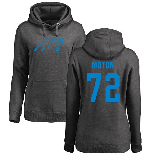 Carolina Panthers Ash Women Taylor Moton One Color NFL Football #72 Pullover Hoodie Sweatshirts->women nfl jersey->Women Jersey
